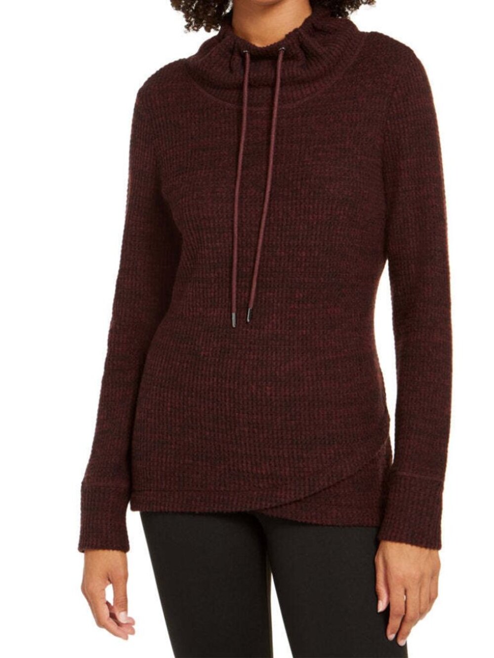 Ideology Womens Activewear Cowl Neck Tulip Hem Top